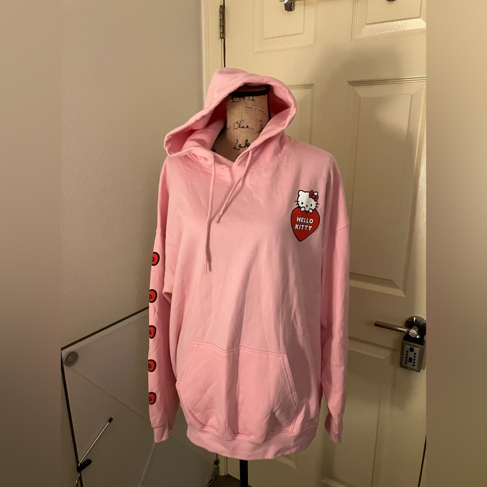 Hello kitty x I saw it first pink hoodie sweatshirt hearts valentines XL - Picture 3 of 8